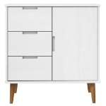 Credenza MOLDE Bianca 76,5x40x80 cm in Legno Massello di Pino