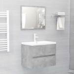 Mobile Bagno con Lavabo Integrato Grigio Cemento in Truciolato