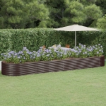 Vaso Giardino Acciaio Verniciato a Polvere 584x140x68cm Marrone