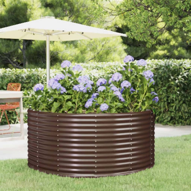 Vaso Giardino Marrone 140x140x68cm Acciaio Verniciato a Polvere