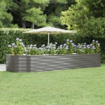 Fioriera Giardino Grigia 447x140x68 Acciaio Verniciato Polvere