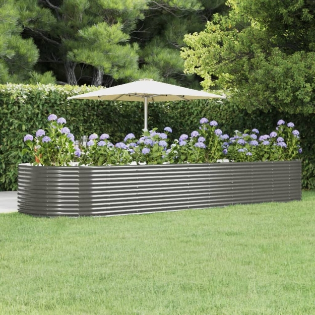 Fioriera Giardino Grigia 447x140x68 Acciaio Verniciato Polvere