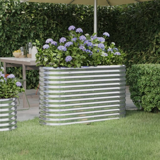 Vaso Giardino Acciaio Verniciato a Polvere 114x40x68 cm Argento