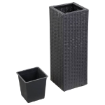 Letti Rialzati da Giardino 3 pz in Polyrattan Nero