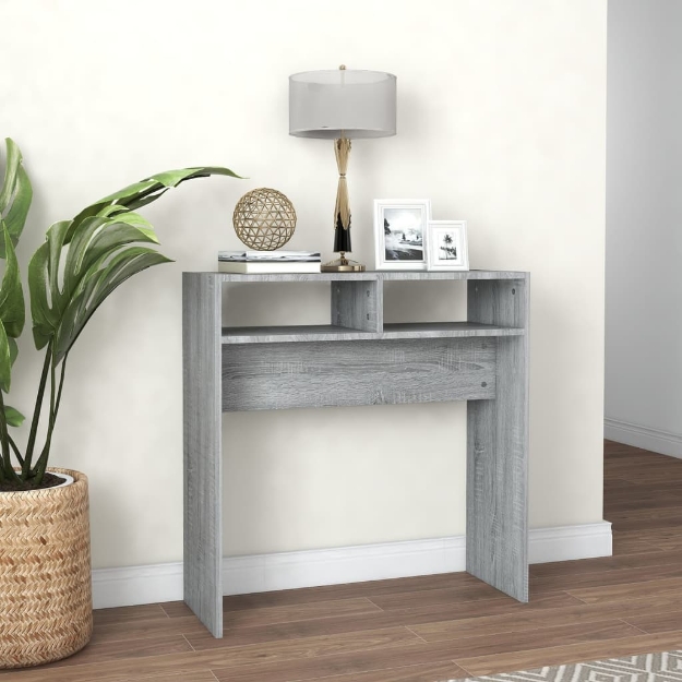 Tavolino Consolle Grigio Sonoma 78x30x80 cm Legno Multistrato