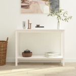 Tavolo Consolle Bianco 110x40x80 cm in Legno Massello di Pino