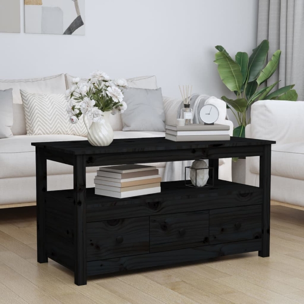 MiCasa Italia. Tavolino da Salotto Nero 90x49x45 cm in Legno Multistrato