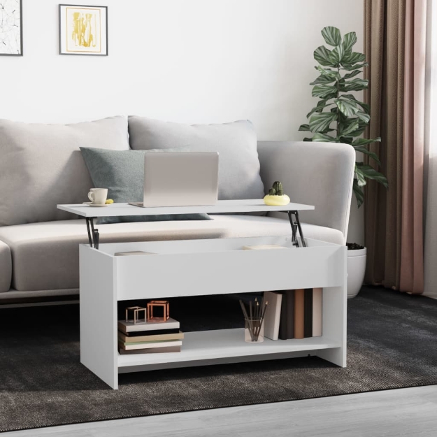 MiCasa Italia. Tavolino da Salotto Bianco 102x50x52,5 cm in Legno  Multistrato