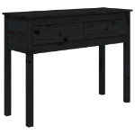 Tavolo Consolle Nero 100x35x75 cm in Legno Massello di Pino