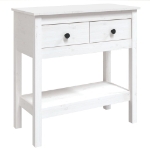 Tavolo Consolle Bianco 75x35x75 cm in Legno Massello di Pino