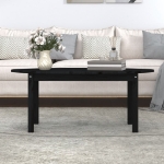 Tavolino da Salotto Nero 110x55x45 cm Legno Massello di Pino