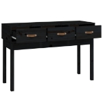 Tavolo Consolle Nero 114x40x75 cm in Legno Massello di Pino