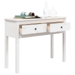 Tavolo Consolle Bianco 100x35x75 cm in Legno Massello di Pino