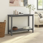 Tavolo Consolle Grigio 110x40x80 cm in Legno Massello di Pino