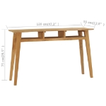 Tavolo Consolle 120x35x75 cm in Legno Massello di Teak