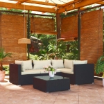 Set Salotto da Giardino 5 pz con Cuscini in Polyrattan Nero