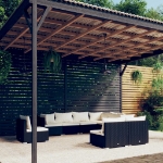 Set Divani da Giardino 9 pz con Cuscini in Polyrattan Nero