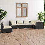 Set Divani da Giardino 6 pz con Cuscini in Polyrattan Nero