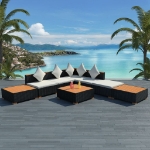 Set Divani da Giardino 8 pz con Cuscini in Polyrattan Nero