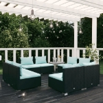 Set Salotto da Giardino 8 pz con Cuscini in Polyrattan Nero