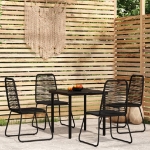 Set Mobili da Pranzo per Giardino 5 pz Nero