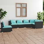 Set Divani da Giardino 6 pz con Cuscini in Polyrattan Nero