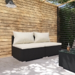 Set Divani da Giardino 2 pz con Cuscini in Polyrattan Nero