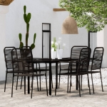 Set Mobili da Pranzo per Giardino 7 pz Nero