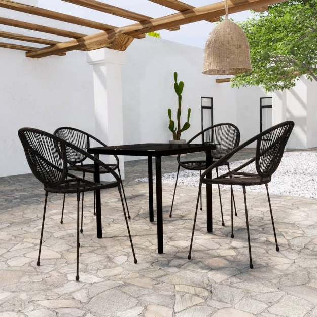 Set Mobili da Pranzo per Giardino 3 pz Nero