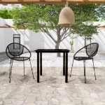 Set Mobili da Pranzo per Giardino 3 pz Nero