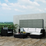 Set Divani da Giardino 6 pz con Cuscini in Polyrattan Nero