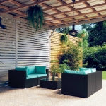 Set Divani da Giardino 5 pz con Cuscini in Polyrattan Nero