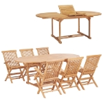 Set da Pranzo per Esterni 7 pz 150-200x100x75 cm Teak Massello