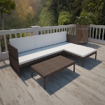 Set Divani da Giardino 3 pz con Cuscini in Polyrattan Marrone