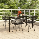 Set da Pranzo da Giardino 5 pz Nero in Polyrattan