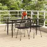 Set da Pranzo da Giardino 5 pz Nero in Polyrattan