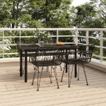 Set da Pranzo da Giardino 5 pz Nero in Polyrattan