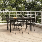 Set da Pranzo da Giardino 5 pz Nero in Polyrattan