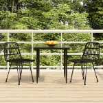 Set da Pranzo da Giardino 3 pz Nero in Polyrattan