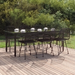 Set da Pranzo da Giardino 7 pz Nero in Polyrattan