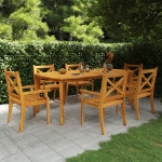 Set da Pranzo per Giardino 7 pz in Legno Massello di Acacia