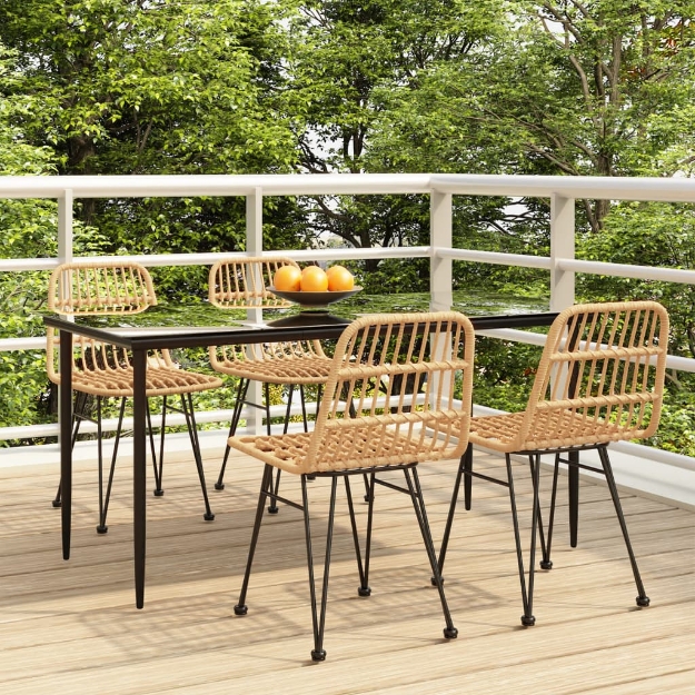 Set da Pranzo da Giardino 5 pz in Polyrattan