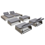 Set Divani da Giardino 5 pz con Cuscini in Polyrattan Grigio