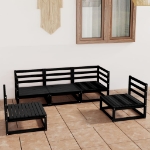 Set Divani da Giardino 5 pz Nero in Legno Massello di Pino