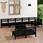 Set Divani da Giardino 9 pz in Legno Massello di Pino Nero