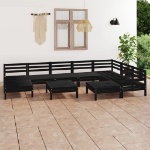 Set Divani da Giardino 10 pz in Legno Massello di Pino Nero