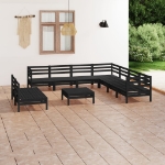 Set Divani da Giardino 10 pz in Legno Massello di Pino Nero