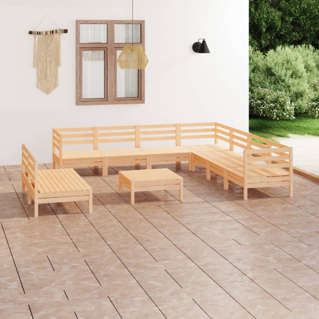 Set Divani da Giardino 10 pz in Legno Massello di Pino