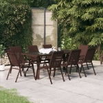 Set da Pranzo per Giardino 9 pz Marrone e Nero