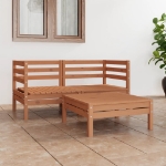 Set Divani da Giardino 3 pz Miele in Legno Massello di Pino